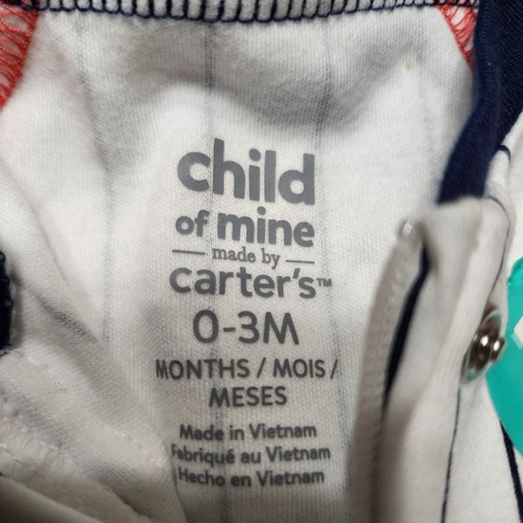 Child Of Mine By Carters Baseball Onsie Sz 0-3 Months NWT - Picture 4 of 4